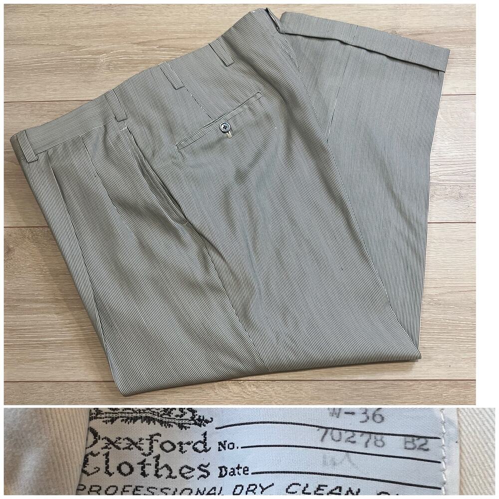 Oxxford Men's Pleated Dress Pants Gray & White Striped Size 36 JP